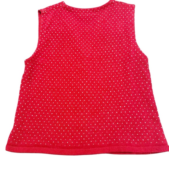 Eddie Bauer Red knit lambs wool sweater vest with button up front size medium - Picture 2 of 7